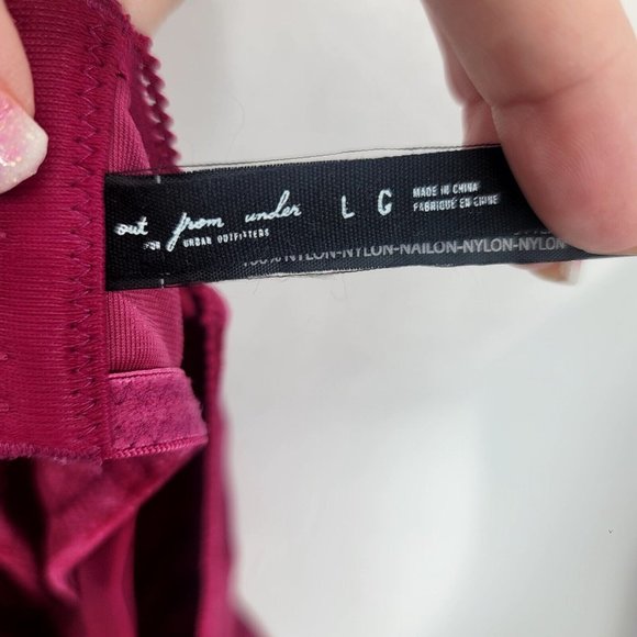 Out From Under Velvet Crop Top Corset Top Red Burgundy Women's Size Large - Picture 6 of 7